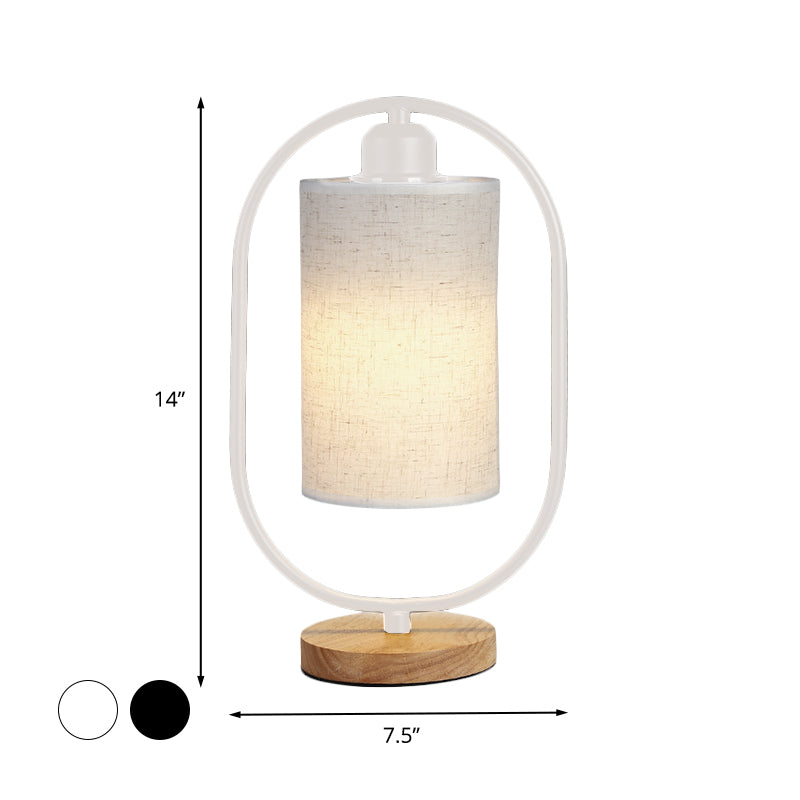 Lara - Modern Column Plug In Nightstand Lighting Fabric 1 - Light Bedside Table Light With