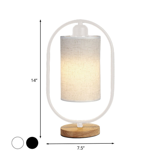 Lara - Modern Column Plug In Nightstand Lighting Fabric 1 - Light Bedside Table Light With