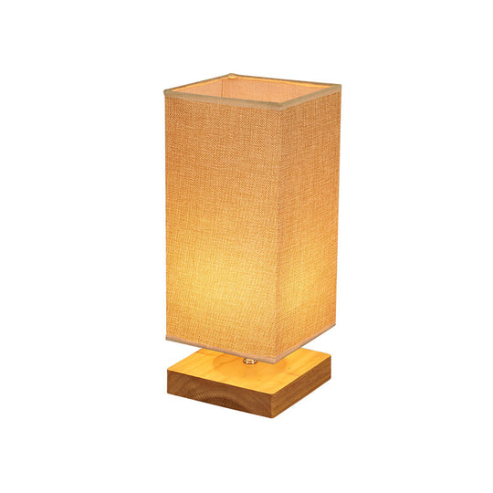 Maria - Rectangular Fabric Table Lamp Beige With Wood Pedestal