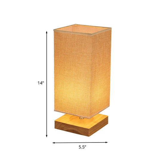 Maria - Rectangular Fabric Table Lamp Beige With Wood Pedestal