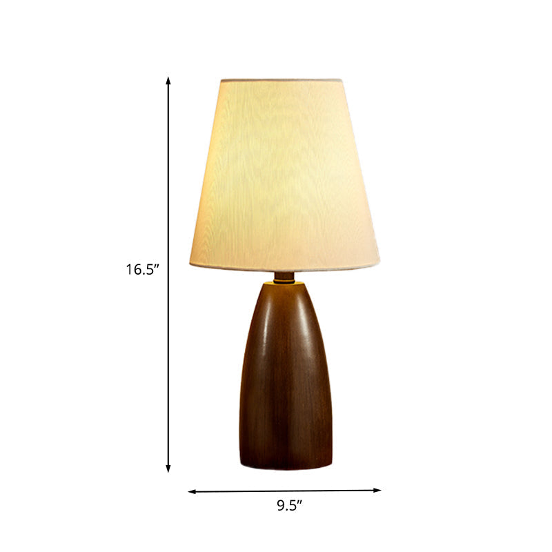 Elnath - Nordic Resin Jar Night Stand Lamp Single Bulb Brown Table Light With Deep Cone Fabric Shade