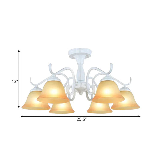 Tan Glass Flared Chandelier Light Traditional 6/8 Lights Living Room Pendant Lighting Fixture In