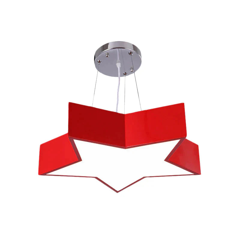 18’/23.5’ W Kids Led Pendant Chandelier Red Star Hanging Ceiling Light With Acrylic Shade For