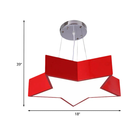 18’/23.5’ W Kids Led Pendant Chandelier Red Star Hanging Ceiling Light With Acrylic Shade For