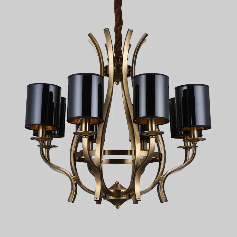 6/8 Heads Pendant Chandelier Countryside Bedroom Metal Hanging Light Fixture With Cylinder Pvc
