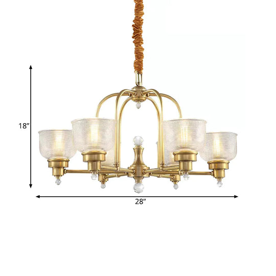 Prismatic Glass Gold Hanging Chandelier Bowl Shade 4/6 - Light Colonialist Metal Suspension Pendant