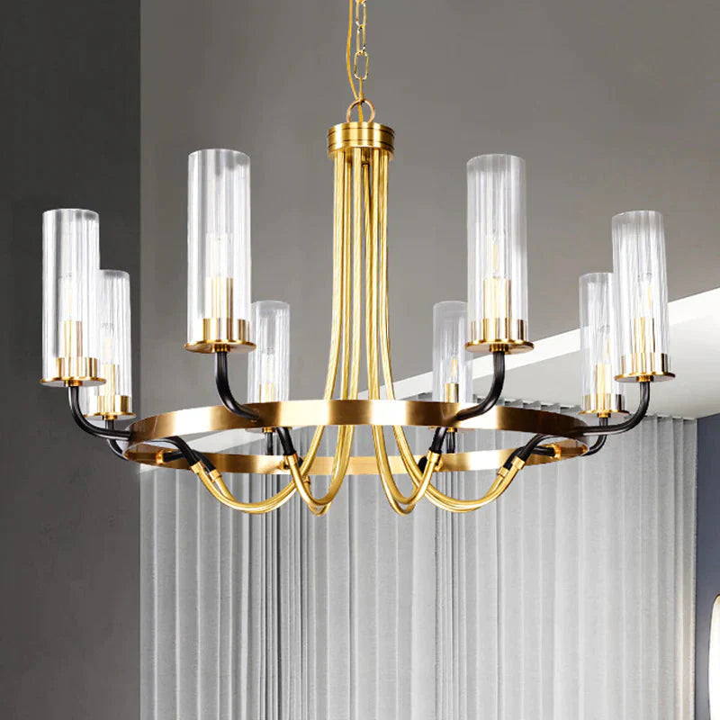 Clear Glass Tubular Ceiling Chandelier Colonial Style 6/8 Heads Bedroom Pendant Lighting Fixture In