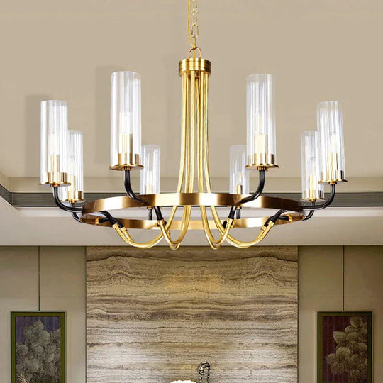 Clear Glass Tubular Ceiling Chandelier Colonial Style 6/8 Heads Bedroom Pendant Lighting Fixture In