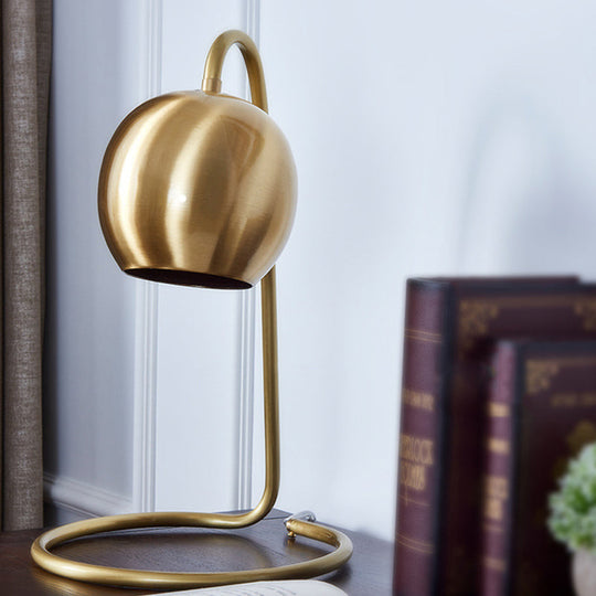 Sara - Golden 1 Light Spherical Nightstand Lighting Colonialism Metallic Night With Circle Base Gold