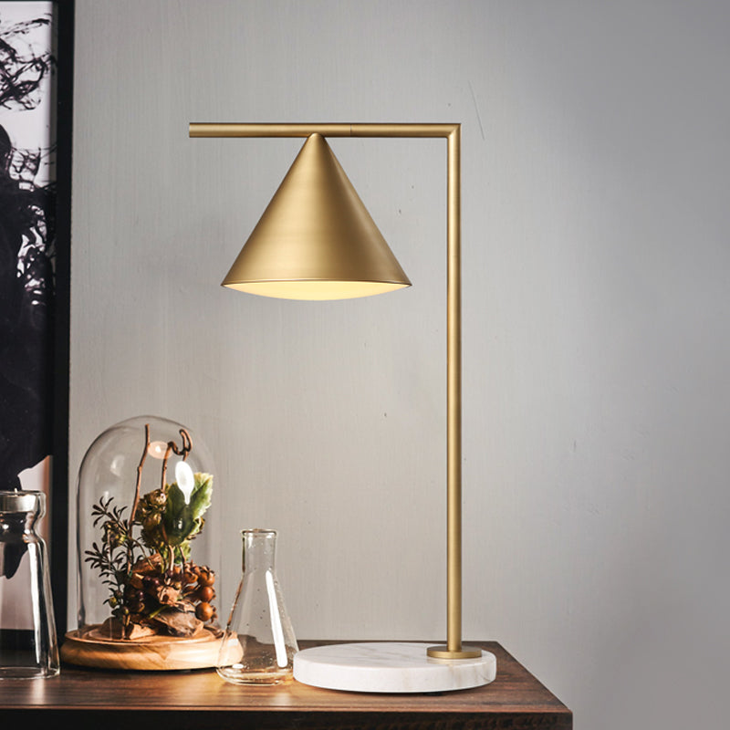 Alice - Golden Colonialist Bedside Lamp With Marble Base