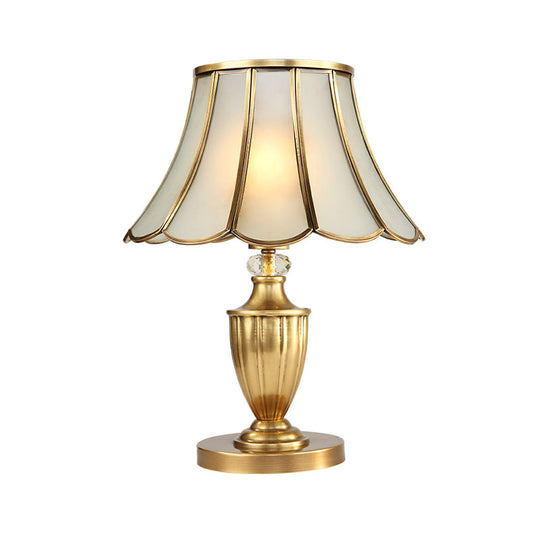 Gaia - Scalloped Night Lighting 1 Head Frosted Glass Nightstand Light In Gold