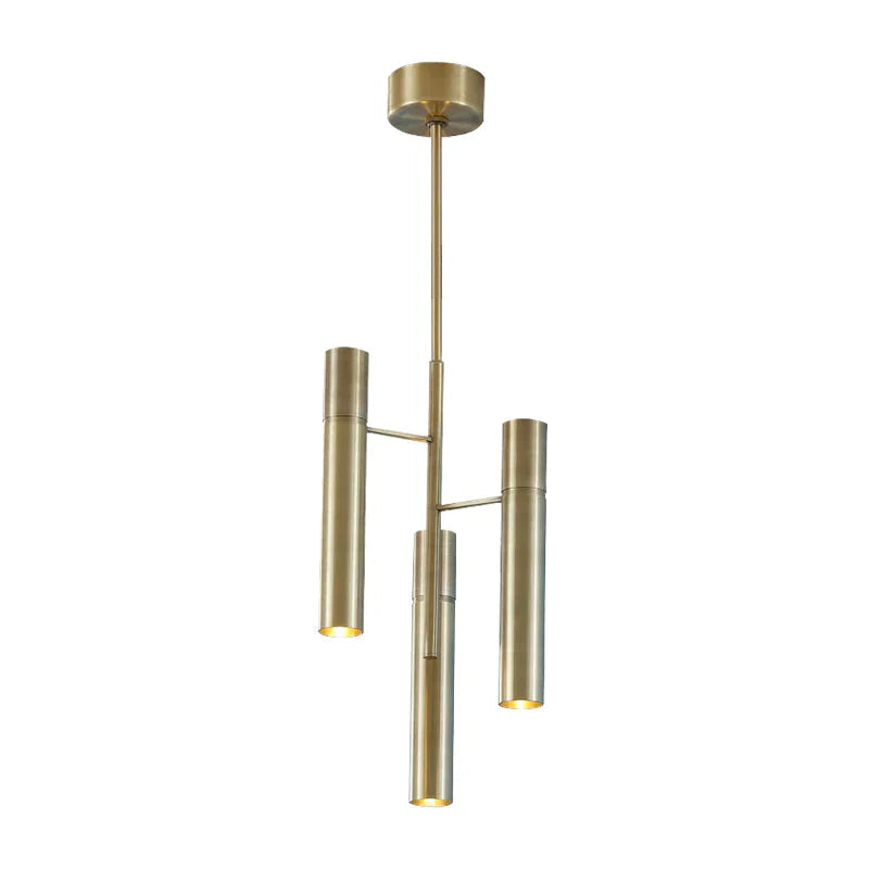 6/10 Heads Hallway Chandelier Lighting With Cylinder Metal Shade Modern Gold Hanging Lamp