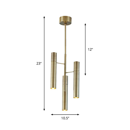 6/10 Heads Hallway Chandelier Lighting With Cylinder Metal Shade Modern Gold Hanging Lamp