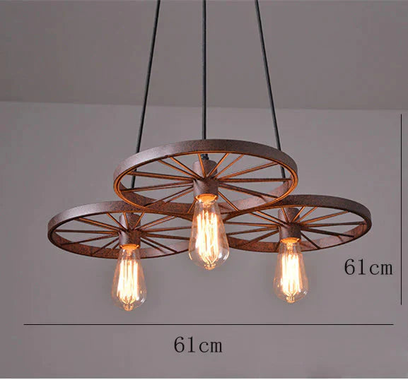 Antique Wheel Chandelier Creative Personality Retro Restaurant Bar Wrought Iron Rust Color / 3