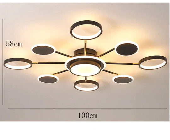 Modern Minimalist Luxury Restaurant Bedroom Atmosphere Creative Chandelier Black / 8 Heads Tri -