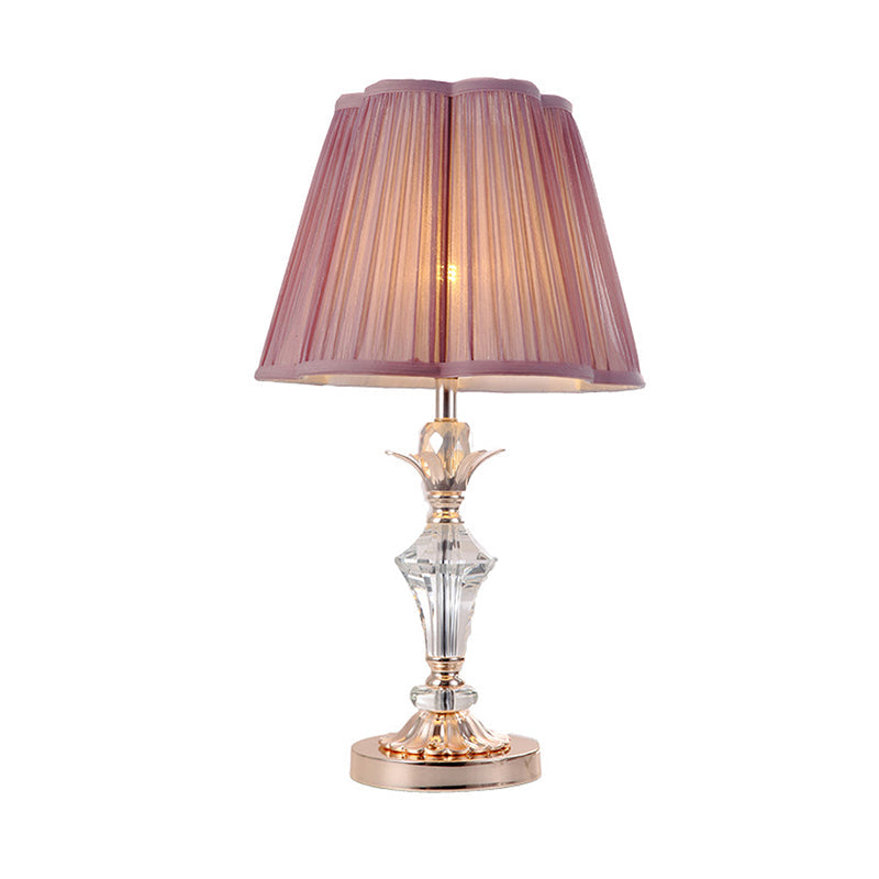 Benetnasch - 1 - Head Pink Crystal Bedroom Desk Lamp With Scalloped Shade