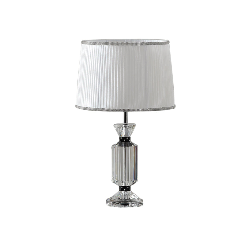 Valeria - Rural Style Fabric Shade Night Table Lamp In White/Blue