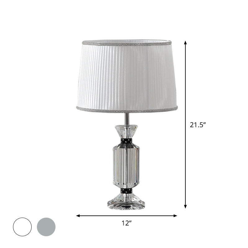 Valeria - Rural Style Fabric Shade Night Table Lamp In White/Blue