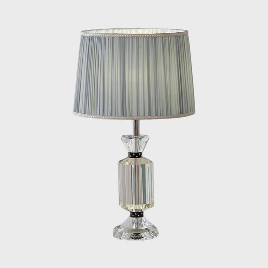 Valeria - Rural Style Fabric Shade Night Table Lamp In White/Blue