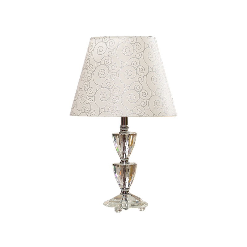 Mara - Modern Clear Crystal Globe/Triangle - Like Desk Light 1 Bulb Nightstand Lamp In White/Silver