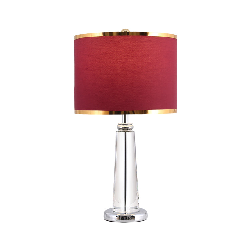 Zoe - Burgundy Circular Nightstand Lamp With Crystal Lamp - Post