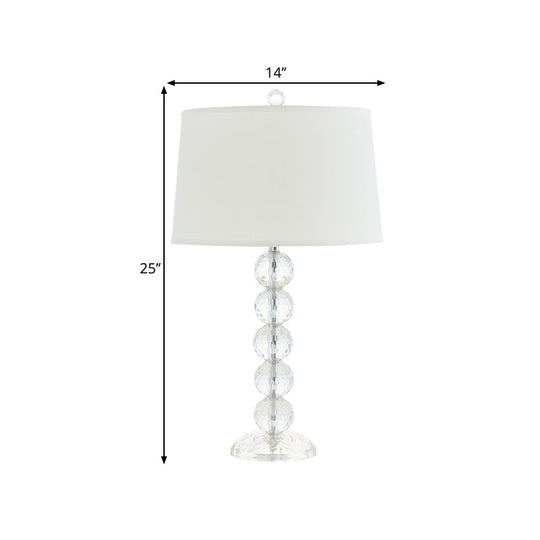 Eleonora - White Tapered Table Lamp With Fabric Shade And Crystal Orbs