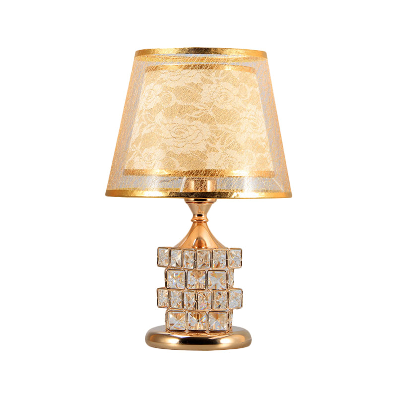 Alsciaukat - Elegant Gold/Silver Floral Table Light With Crystal Blocks