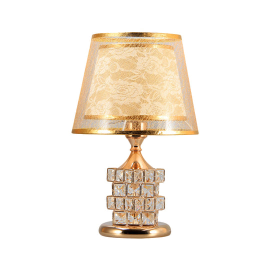 Alsciaukat - Elegant Gold/Silver Floral Table Light With Crystal Blocks