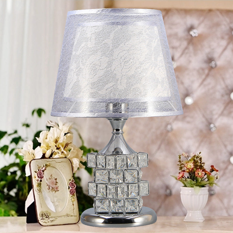 Alsciaukat - Elegant Gold/Silver Floral Table Light With Crystal Blocks Silver