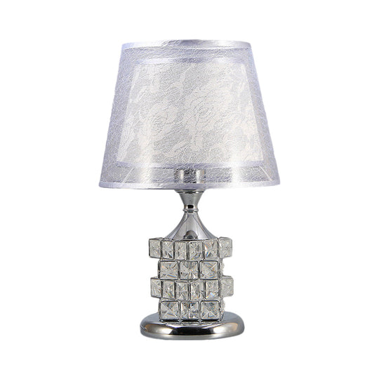 Alsciaukat - Elegant Gold/Silver Floral Table Light With Crystal Blocks