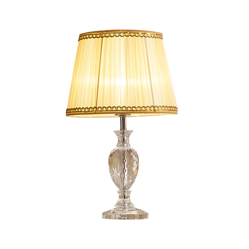 Marie - Christine - Traditional Pleated Shade Crystal Lamp 1 Head Fabric Table Light In