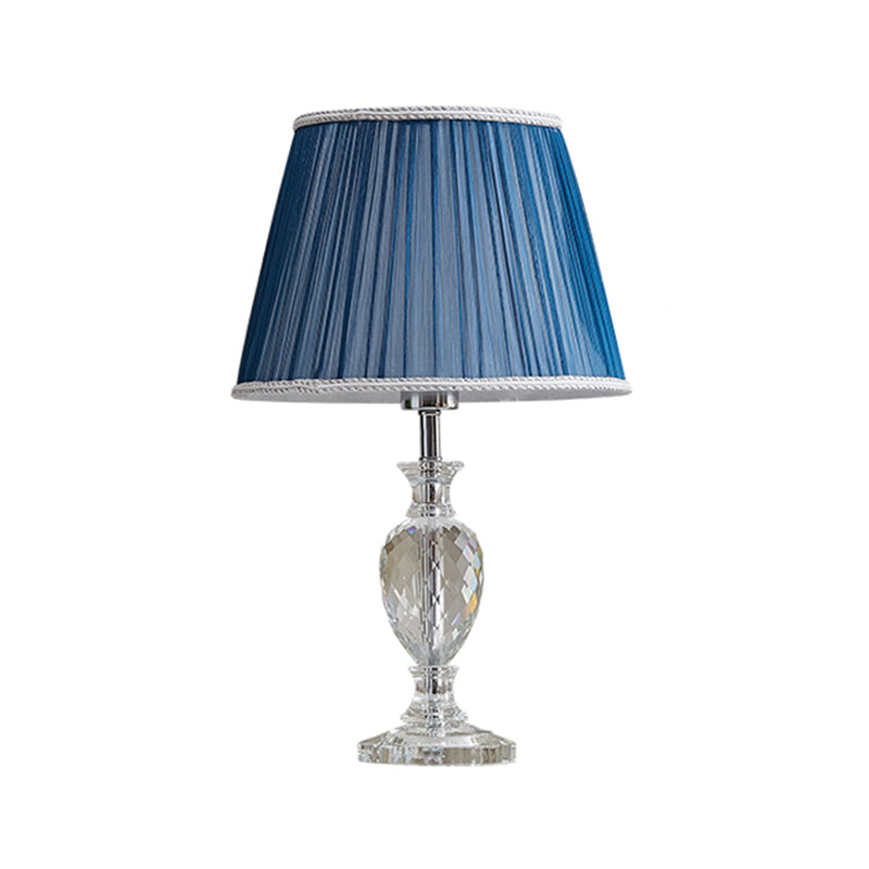 Marie - Christine - Traditional Pleated Shade Crystal Lamp 1 Head Fabric Table Light In