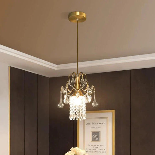 Light Luxury Small Chandelier Single Head Crystal Dining Room American Bar Porch Corridor