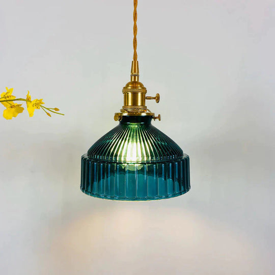 Retro Brass Glass Chandelier Creative Personality Light In The Bedroom Pendant