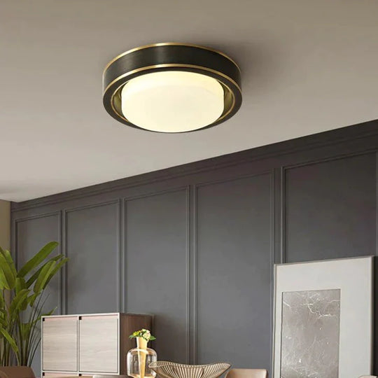 Simple Modern Room Living Black Copper Ceiling Lamp