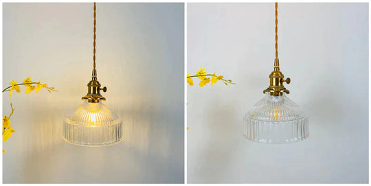 Retro Brass Glass Chandelier Creative Personality Light In The Bedroom Pendant