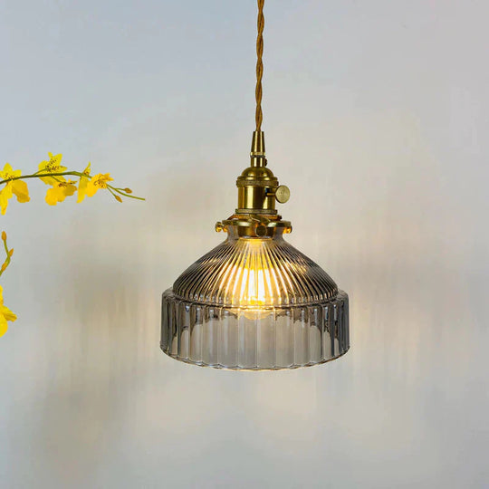 Retro Brass Glass Chandelier Creative Personality Light In The Bedroom Pendant