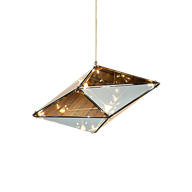 Florence - Modernist Amber/Smoke Glass Pendant Lamp | Horizontal/Vertical Diamond