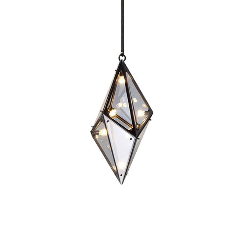 Florence - Modernist Amber/Smoke Glass Pendant Lamp | Horizontal/Vertical Diamond