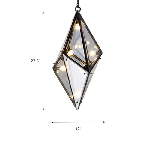 Florence - Modernist Amber/Smoke Glass Pendant Lamp | Horizontal/Vertical Diamond