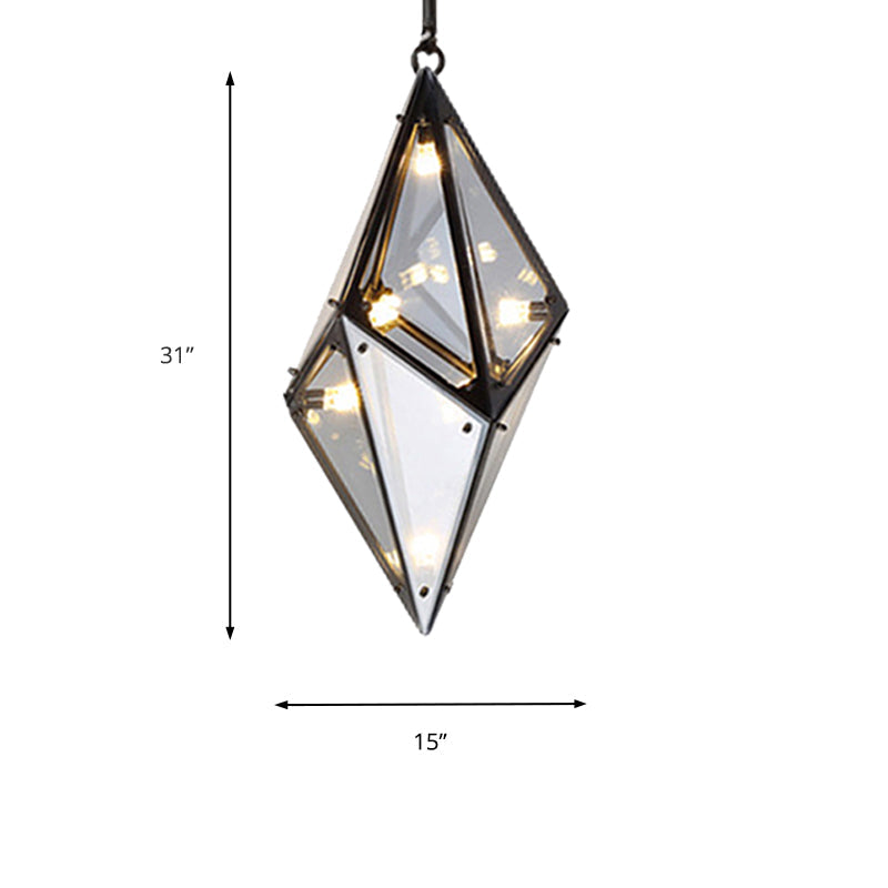 Florence - Modernist Amber/Smoke Glass Pendant Lamp | Horizontal/Vertical Diamond