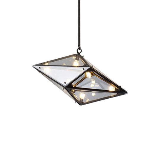 Florence - Modernist Amber/Smoke Glass Pendant Lamp | Horizontal/Vertical Diamond