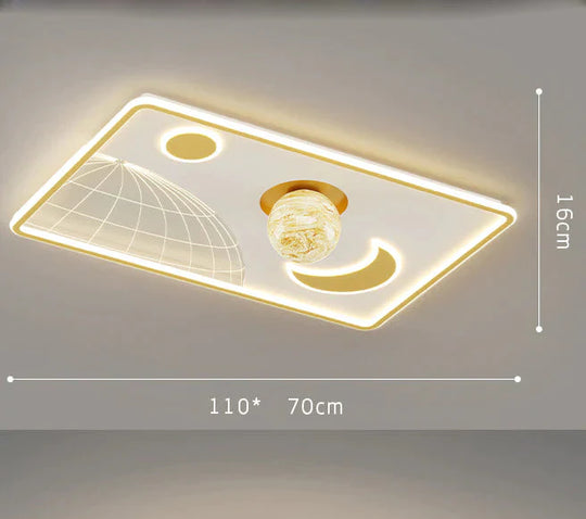 Led Ceiling Lamp Glass Living Room Dining Bedroom Modern Simple Gold / Rectangle - L Tri - Color