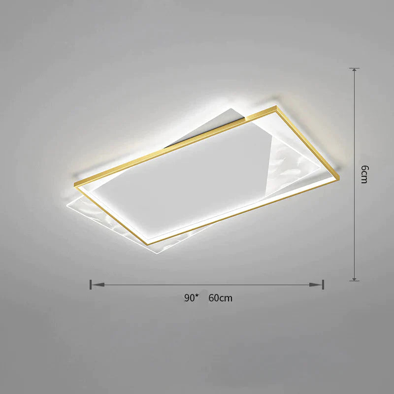 Living Room Lamp Led Light Luxury Modern Creative Feather Ceiling Rectangular Hall Gold / L 90Cm