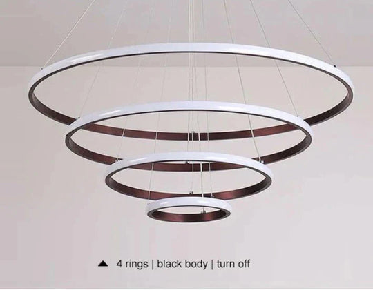 Modern Led Pendant Lights For Dining Room Black Rings Circle Living Bedroom Hanging Lamp Fixtures