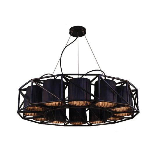 Black Multi - Light Chandeliers Metal Round Vintage Hanging Fixtures For Living Room