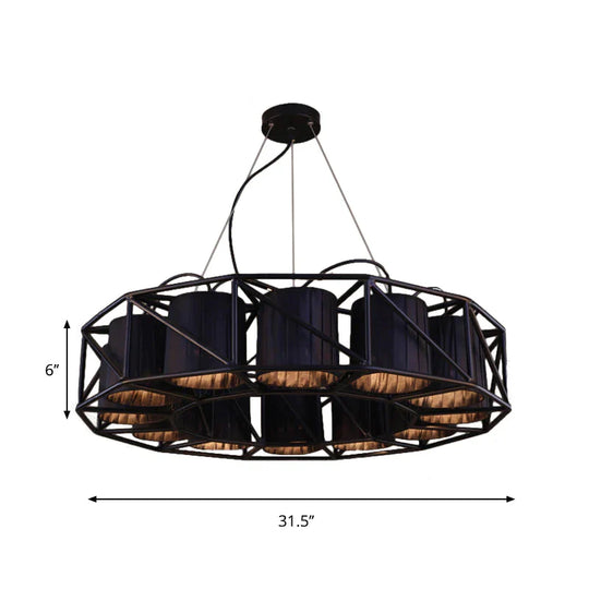 Black Multi - Light Chandeliers Metal Round Vintage Hanging Fixtures For Living Room