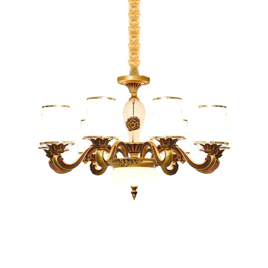 Brass 6/8 - Head Pendant Lamp Retro Style Milky Glass Jar - Like Hanging Ceiling Light For Living