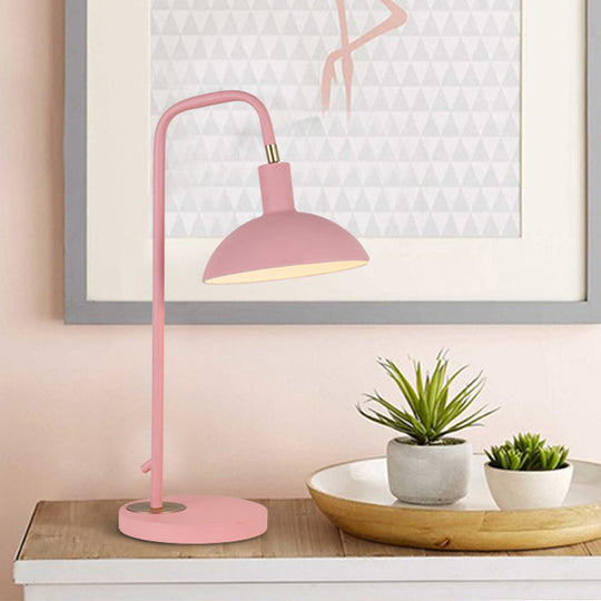 Zoé - Nordic Metallic Dome Shade Nightstand Lamp 1 Bulb Pink/Yellow/Blue Table Light For Bedside