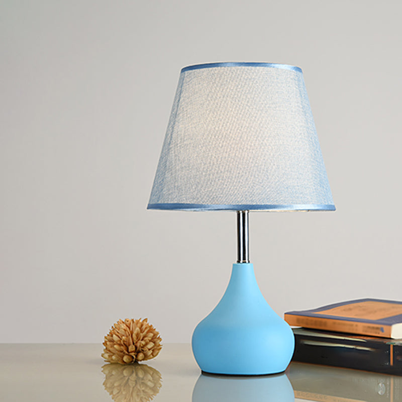 Valentina - Conical Study Room Table Light: Modern Reading Lamp With Vase Base In Blue